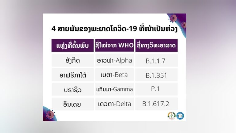 ໂຄວິດ-19 ທີ່ໜ້າເປັນຫ່ວງ 4 ສາຍພັນ (variants of concern)