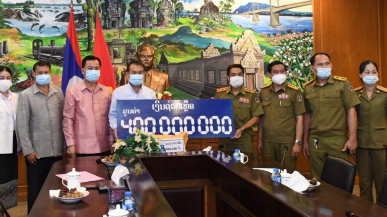 ກະຊວງ ປກສ ມອບເງິນໃຫ້ແຂວງຈຳປາສັກ 400.000.000 ກີບ ໃຊ້ໃນວຽກງານຕ້ານ ໂຄວິດ-19