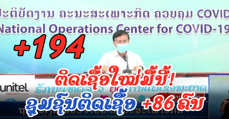 ລາຍງານ 10 ກັນຍາ ພົບຜູ້ຕິດເຊື້ອໃໝ່ +194