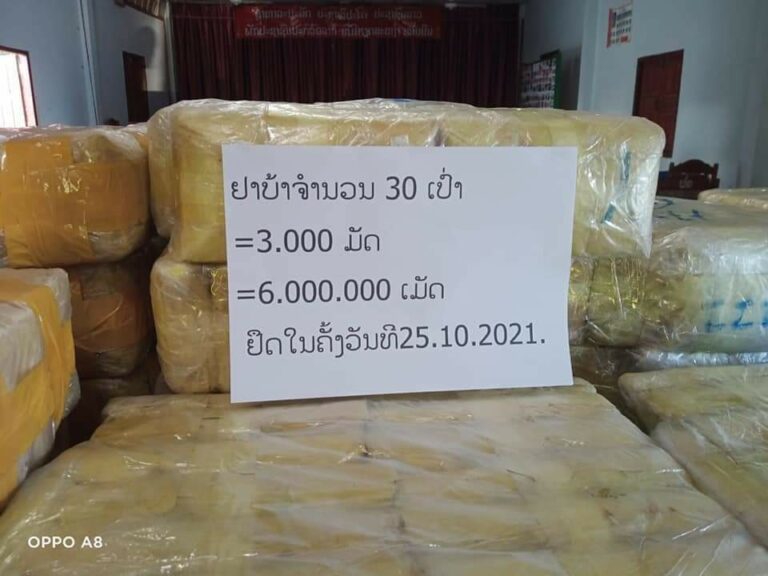 ປກສ ເມືອງ ຕົ້ນເຜິ້ງ ແຂວງບໍ່ແກ້ວ ຢຶດຢາບ້າ ຈໍານວນ 6 ລ້ານເມັດ.