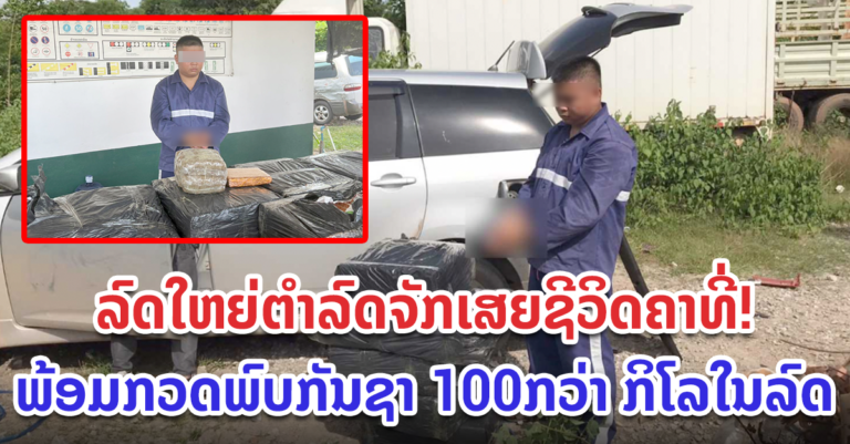 ກັກໂຕຜູ້ຂົນກັນຊາ100 ກວ່າກິໂລ ຍ້ອນໄດ້ຂີ່ລົດຕຳຄົນເສຍຊີວິດ