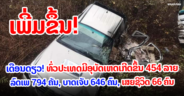 ເດືອນກໍລະກົດ ມີອຸບັດເຫດເກີດຂຶ້ນ 454 ລາຍ
