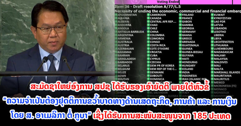 ສະມັດຊາໃຫຍ່ອົງການ ສປຊ ໄດ້ຮັບຮອງເອົາຍັດຕິ ຫົວຂໍ້ ຄວາມຈໍາເປັນຕ້ອງຢຸດຕິການຂວໍ້າບາດ